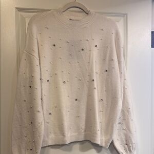 Embellished White Sweater